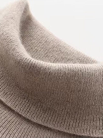Strikket sweater med høj rullekrave, ribkanter og regulær pasform til mænd