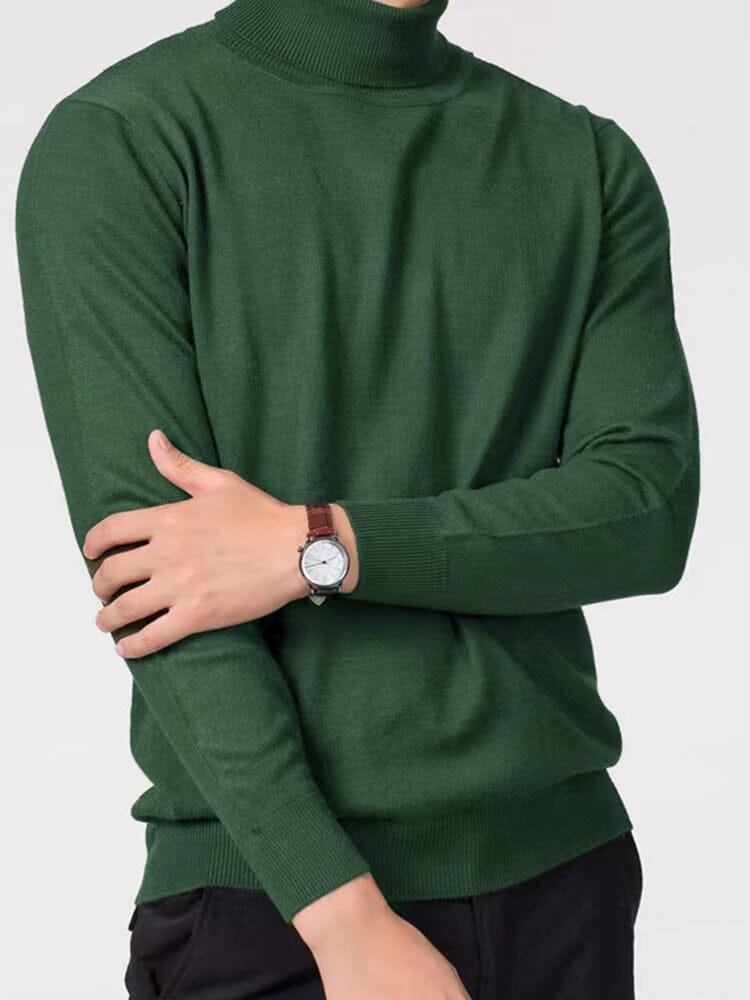 Strikket sweater med høj rullekrave, ribkanter og regulær pasform til mænd