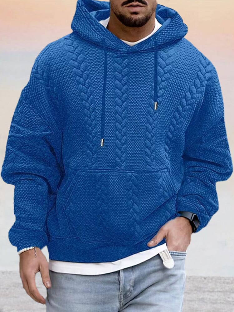 Hoodies mænd med kabelmønster, løs pasform og kængurulomme