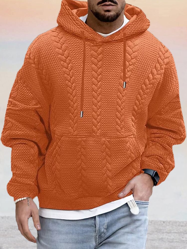 Hoodies mænd med kabelmønster, løs pasform og kængurulomme
