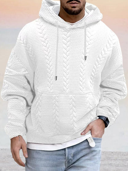 Hoodies mænd med kabelmønster, løs pasform og kængurulomme