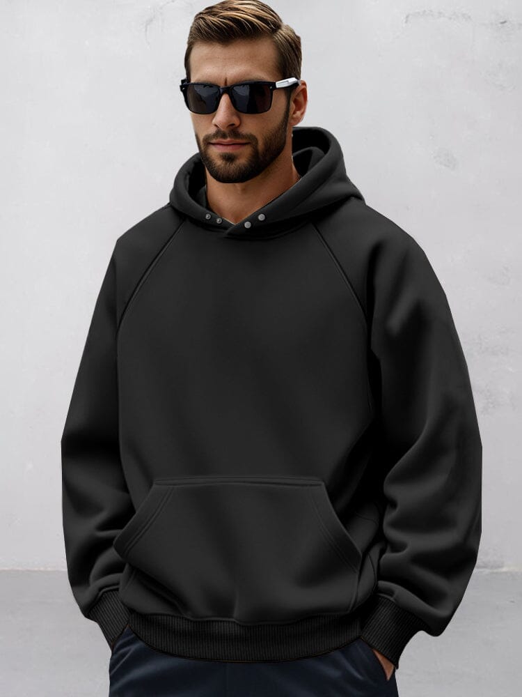 Hoodies mænd med raglanærmer, kængurulomme og trykknapper