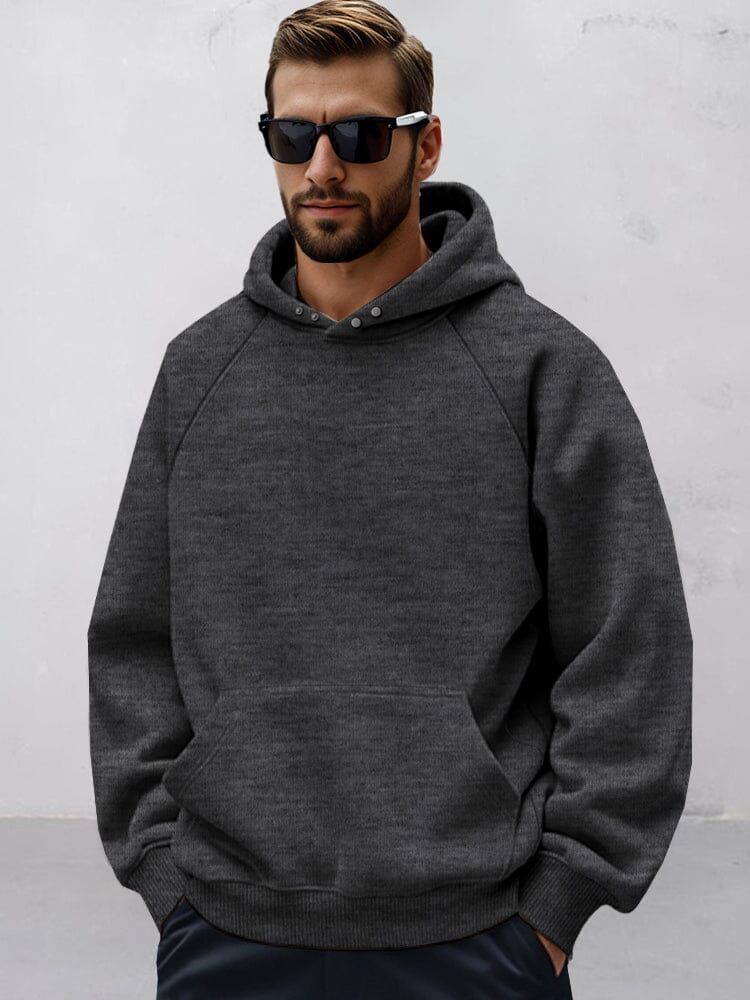 Hoodies mænd med raglanærmer, kængurulomme og trykknapper