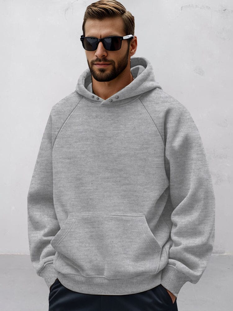 Hoodies mænd med raglanærmer, kængurulomme og trykknapper