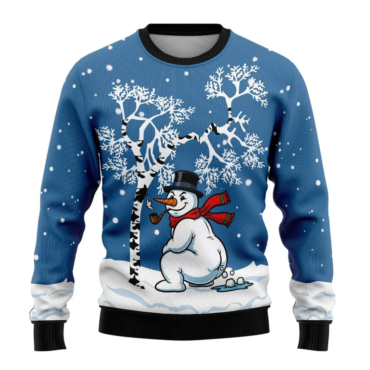 Julesweater til mænd med julemotiv, ribbede kanter og almindelig pasform