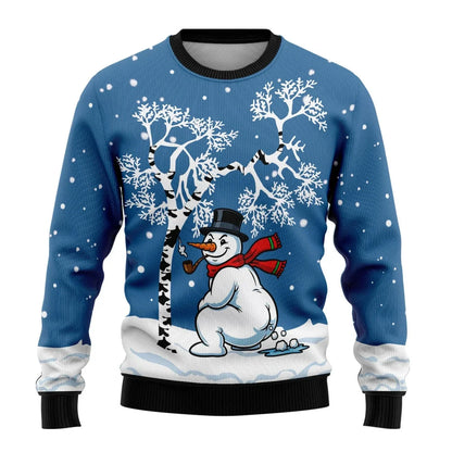 Julesweater til mænd med julemotiv, ribbede kanter og almindelig pasform