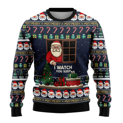 Julesweater til mænd med julemotiv, ribbede kanter og almindelig pasform