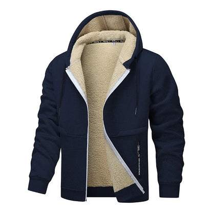 Hoodies mænd med lynlås og hætte, foret hoodie med lange ærmer