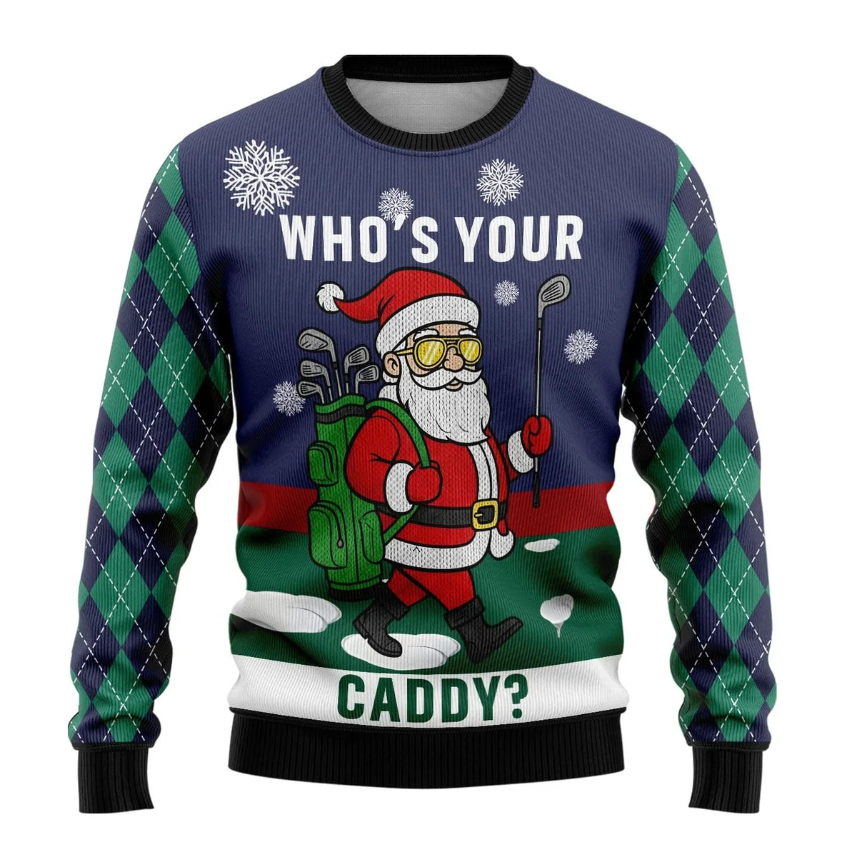 Julesweater til mænd med julemotiv, ribbede kanter og almindelig pasform