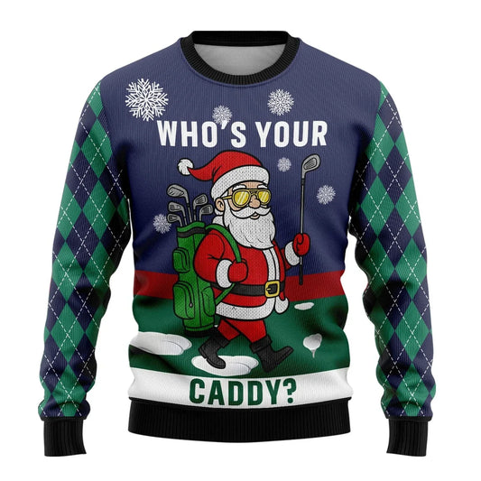 Julesweater til mænd med julemotiv, ribbede kanter og almindelig pasform