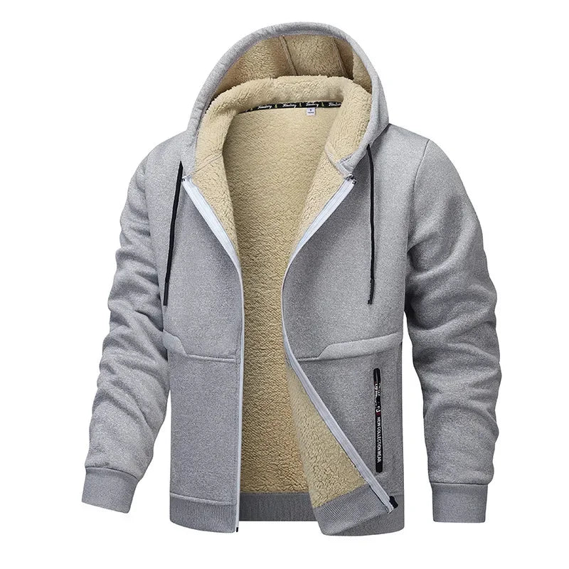 Hoodies mænd med lynlås og hætte, foret hoodie med lange ærmer