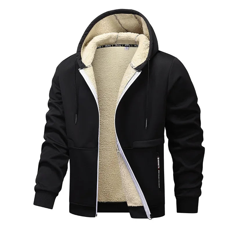 Hoodies mænd med lynlås og hætte, foret hoodie med lange ærmer
