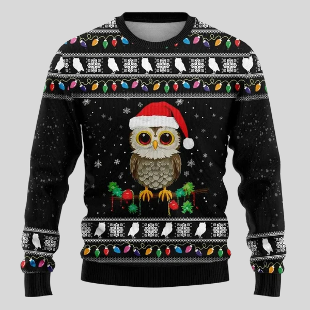Julesweater til mænd med løs pasform, ribkanter og julemotiv med dyr