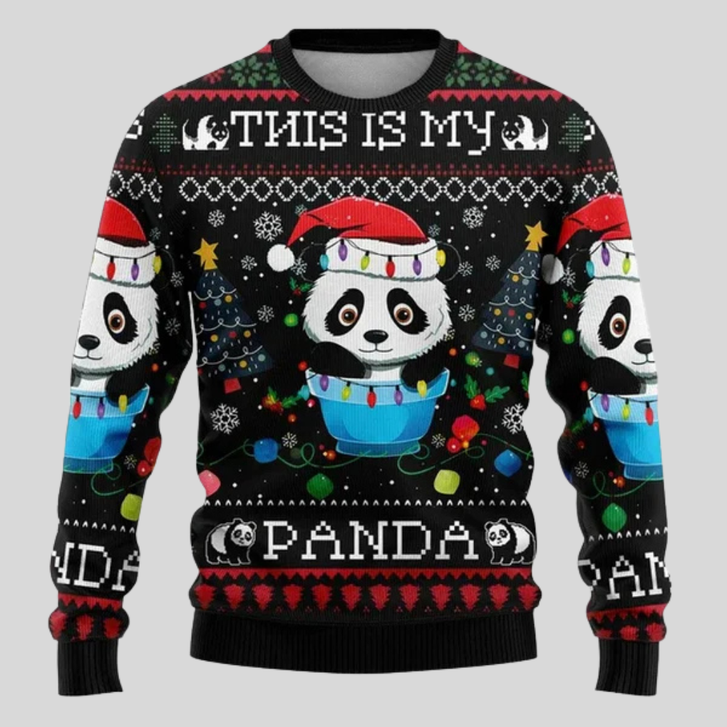Julesweater til mænd med løs pasform, ribkanter og julemotiv med dyr
