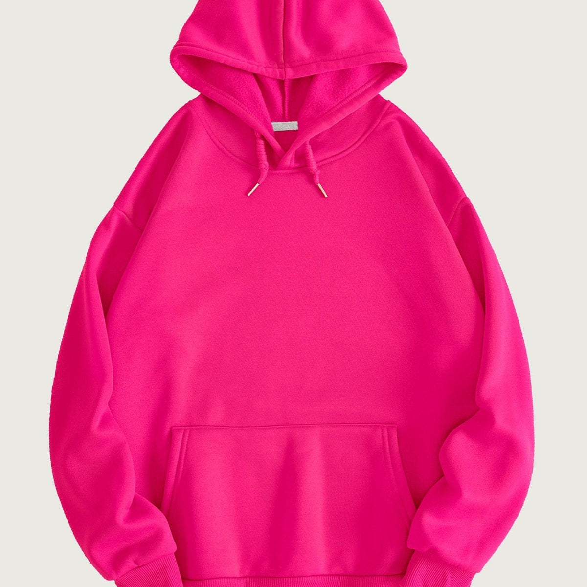 Hoodie til damer med hætte, kængurulomme og lange ærmer