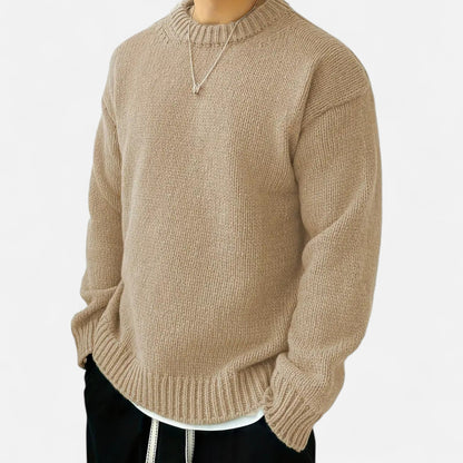 Sweater med rund hals og ribkanter i løs pasform til mænd