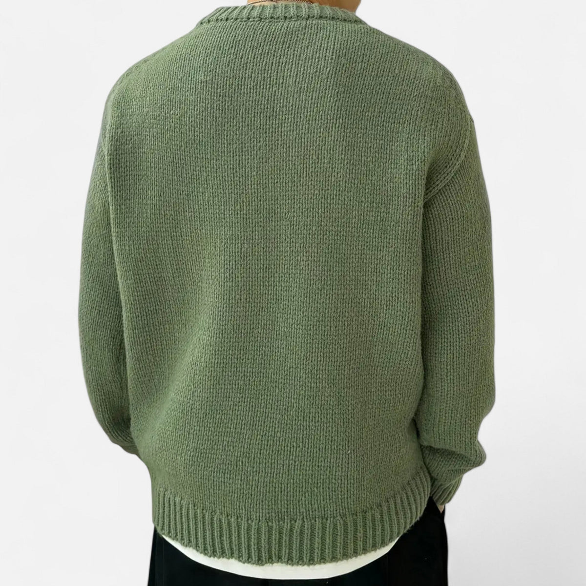 Sweater med rund hals og ribkanter i løs pasform til mænd