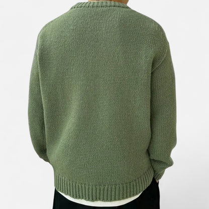 Sweater med rund hals og ribkanter i løs pasform til mænd