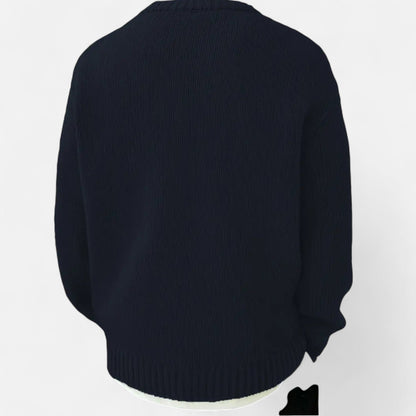 Sweater med rund hals og ribkanter i løs pasform til mænd