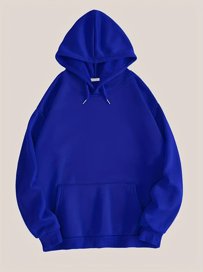 Hoodie til damer med hætte, kængurulomme og lange ærmer