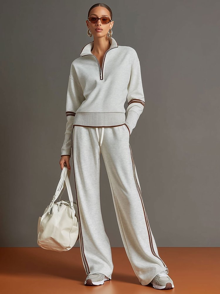 Elegancki Komplet Damski Diana – Luźny Dres Damski Komplet z Szerokimi Nogawkami i Stylowym Topem 1