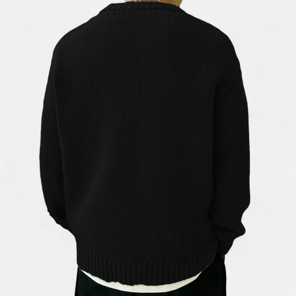 Sweater med rund hals og ribkanter i løs pasform til mænd