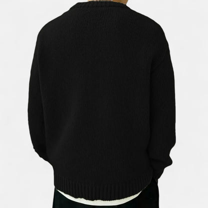 Sweater med rund hals og ribkanter i løs pasform til mænd