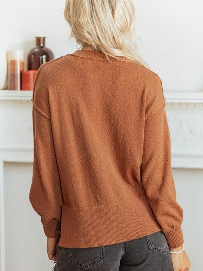 Julesweater dame med pepperkagemand og rund hals, oversized pasform
