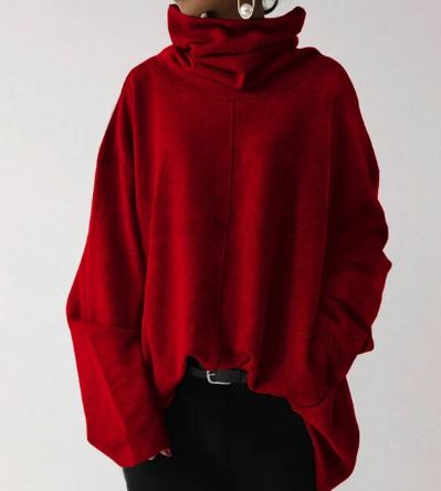 Oversized sweater med høj hals og lange ærmer til damer