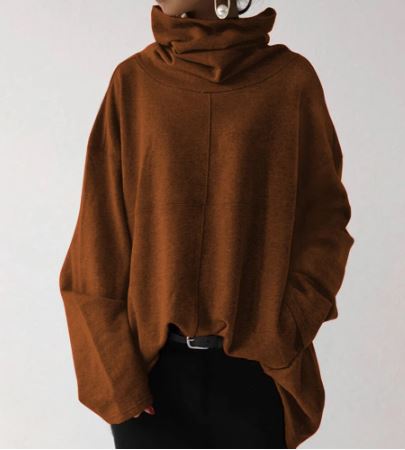 Oversized sweater med høj hals og lange ærmer til damer