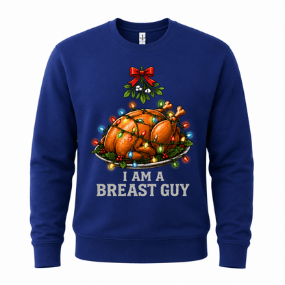 Julesweater med rund hals og kalkuntryk med julelys