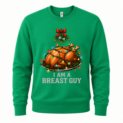Julesweater med rund hals og kalkuntryk med julelys