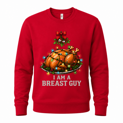 Julesweater med rund hals og kalkuntryk med julelys