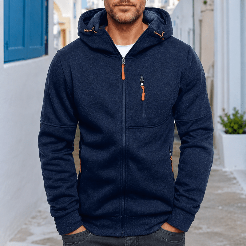 Hoodies mænd med lynlås og justerbar hætte med snøre