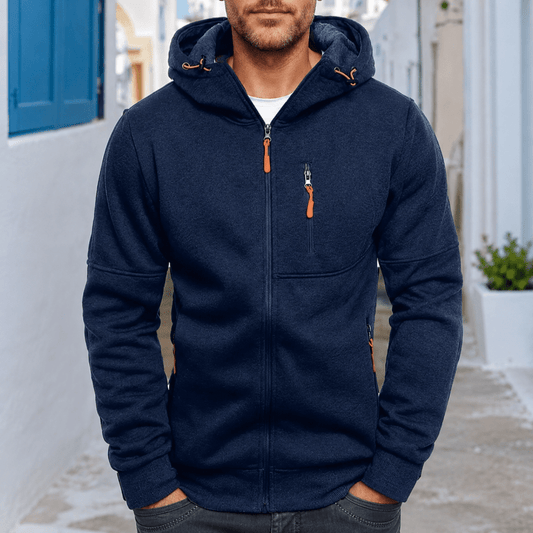 Hoodies mænd med lynlås og justerbar hætte med snøre