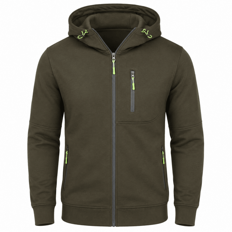 Hoodies mænd med lynlås og justerbar hætte med snøre
