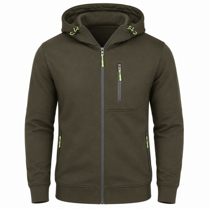 Hoodies mænd med lynlås og justerbar hætte med snøre