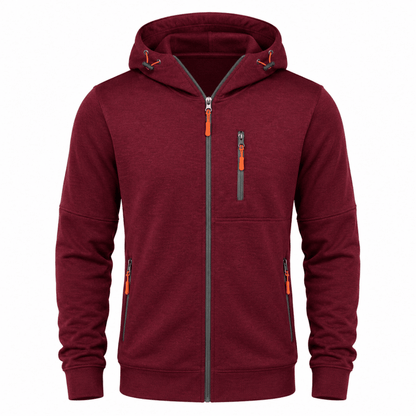 Hoodies mænd med lynlås og justerbar hætte med snøre