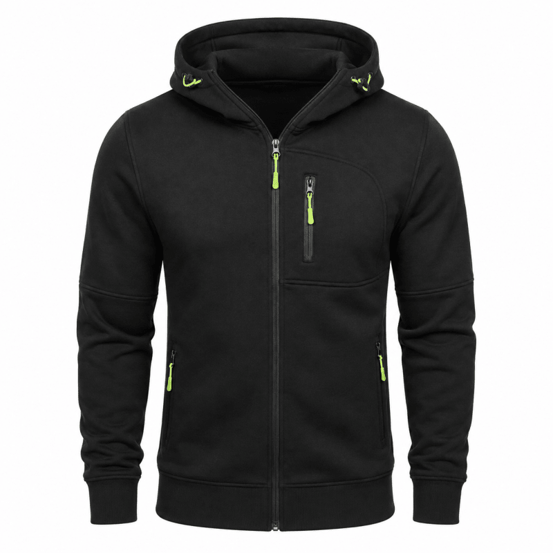 Hoodies mænd med lynlås og justerbar hætte med snøre