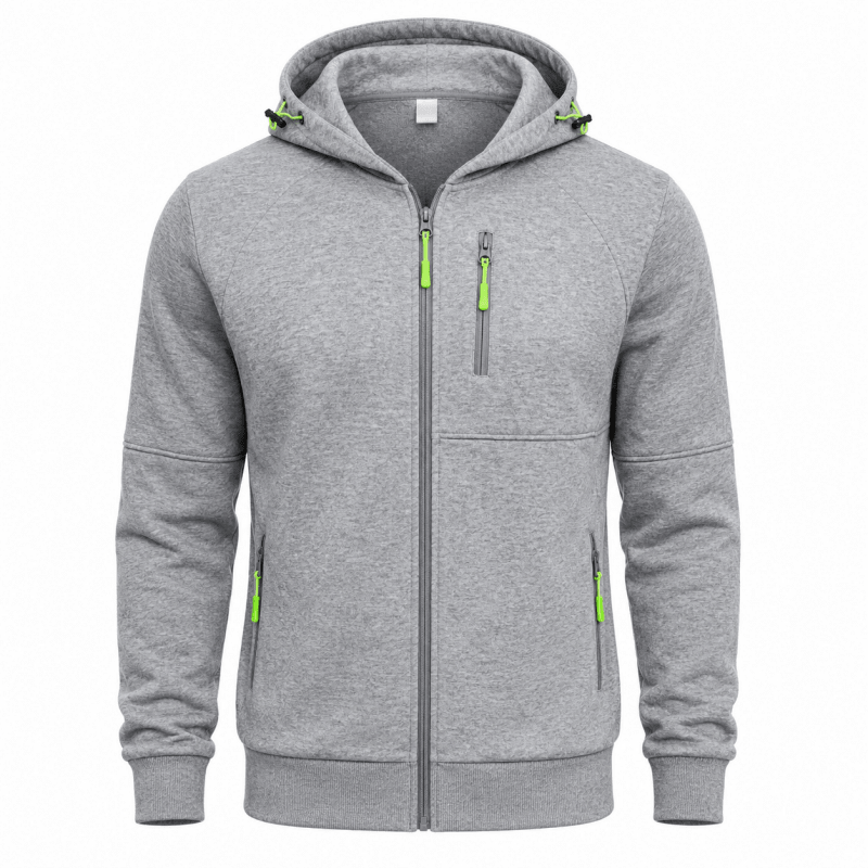 Hoodies mænd med lynlås og justerbar hætte med snøre