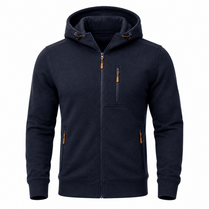 Hoodies mænd med lynlås og justerbar hætte med snøre