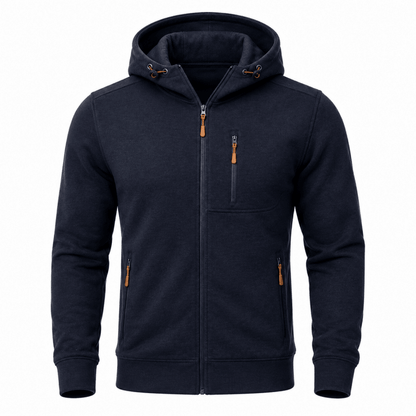 Hoodies mænd med lynlås og justerbar hætte med snøre