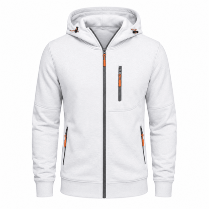 Hoodies mænd med lynlås og justerbar hætte med snøre