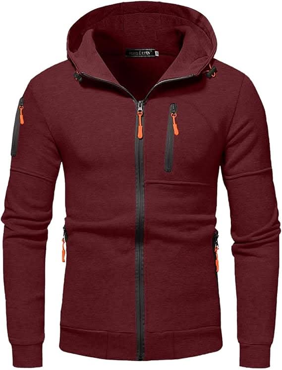 Hoodies mænd med lynlås og justerbar hætte med snøre