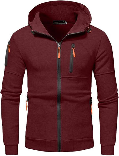 Hoodies mænd med lynlås og justerbar hætte med snøre