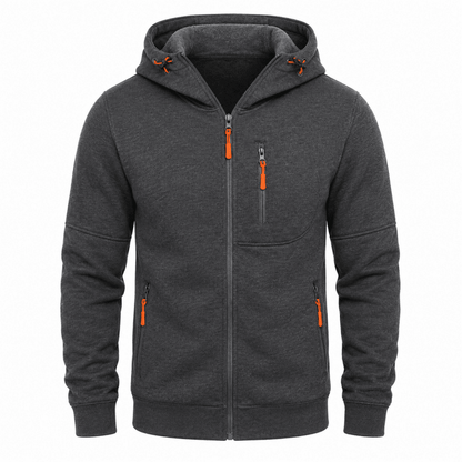 Hoodies mænd med lynlås og justerbar hætte med snøre