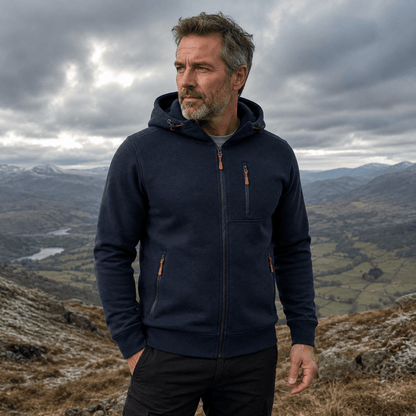Hoodies mænd med lynlås og justerbar hætte med snøre