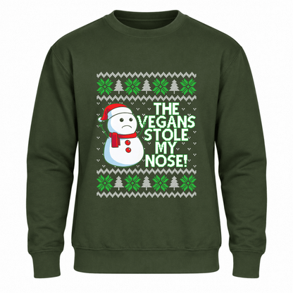 Julesweater dame med rund hals, snemandsmotiv og tekst