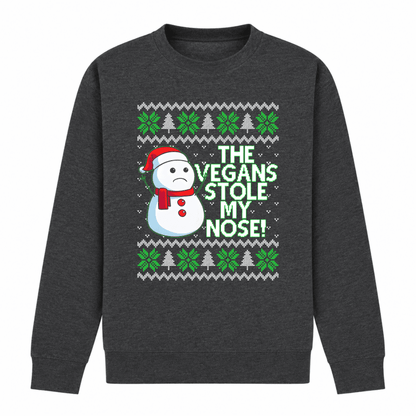 Julesweater dame med rund hals, snemandsmotiv og tekst