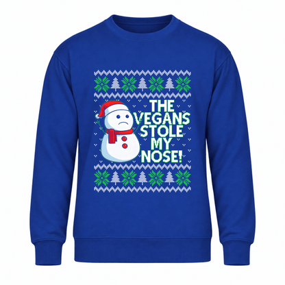 Julesweater dame med rund hals, snemandsmotiv og tekst